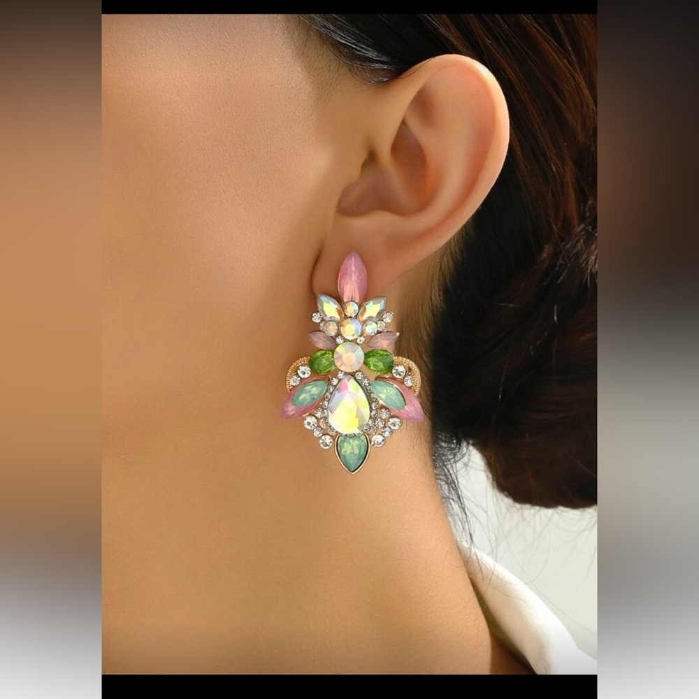Chandelier Multicolor Statement Earrings - Picture 4 of 6